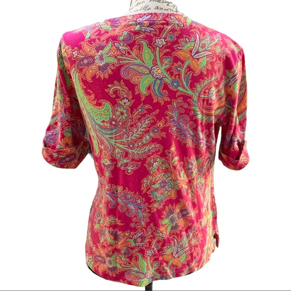 Lauren Ralph Lauren Paisley Print Boat-neck Top size Large - Picture 5 of 5